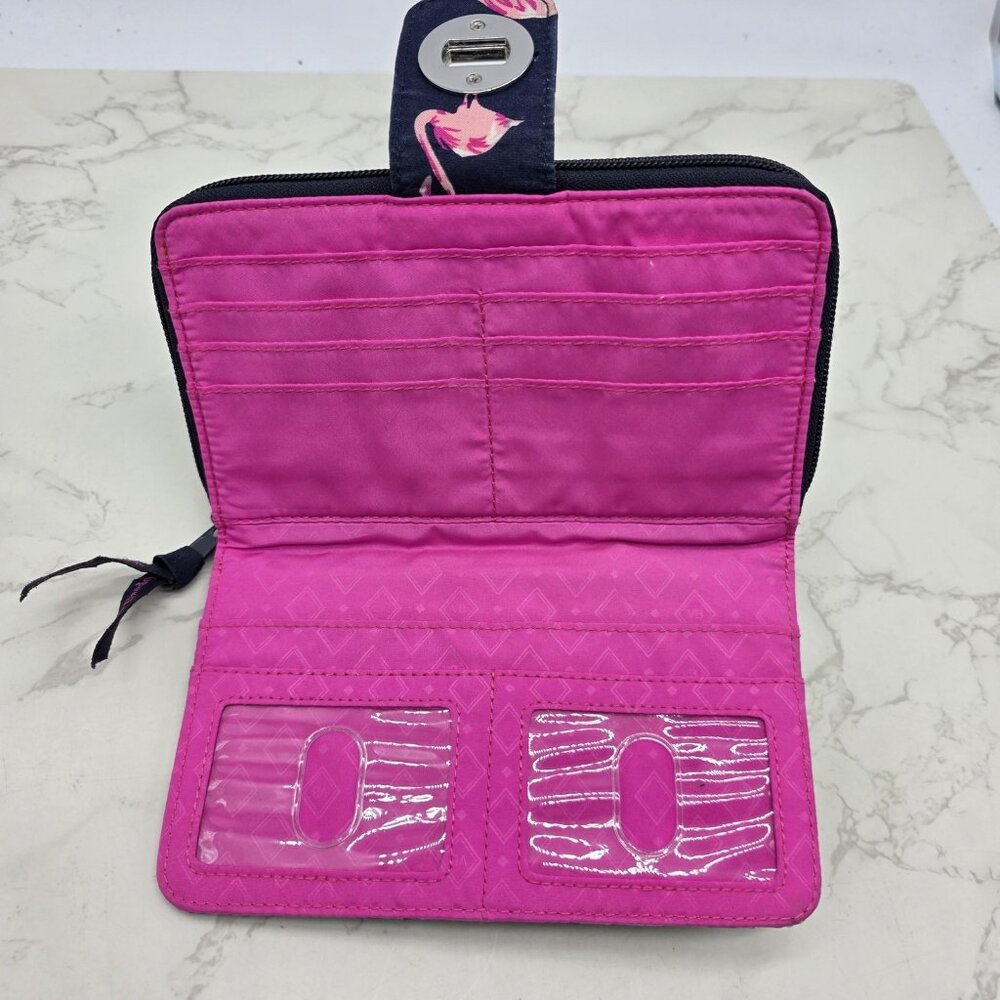 Vera Bradley Crossbody Bag Blue Flamingo Fiesta Quilted Purse and Wallet Hipster - Picture 10 of 16